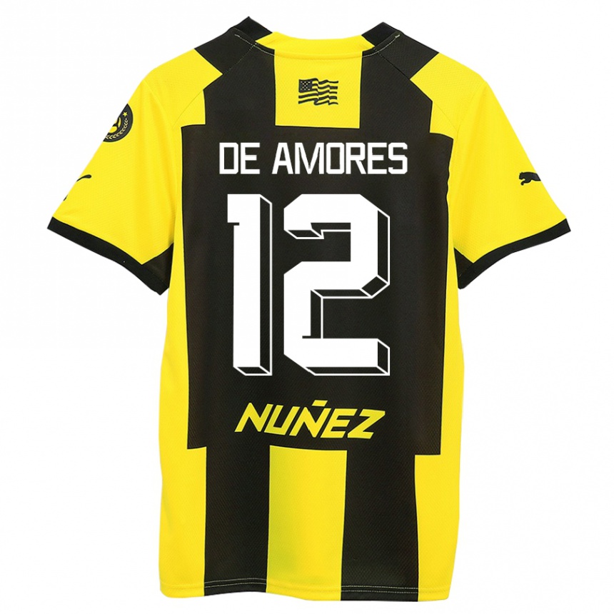 キッズフットボールギジェルモ・デ・アモーレス#12黄 黒ホームシャツ2023/24ジャージーユニフォーム