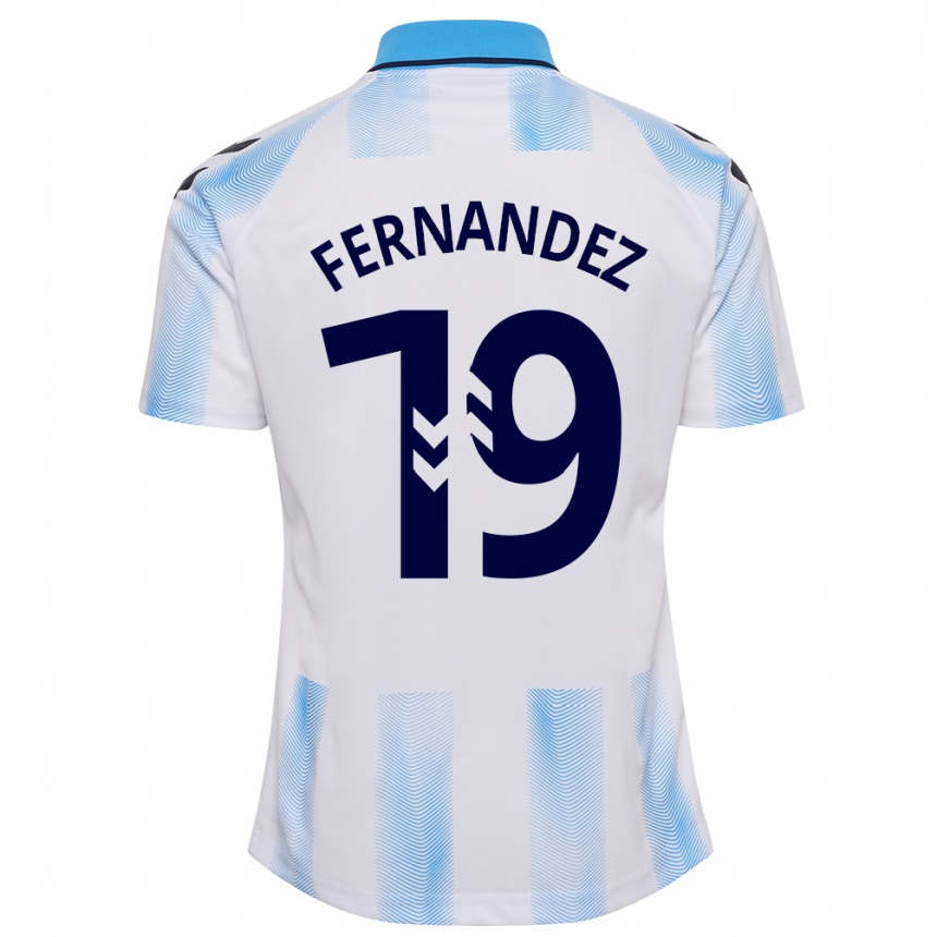 キッズフットボールロベルト・フェルナンデス#19白青ホームシャツ2023/24ジャージーユニフォーム