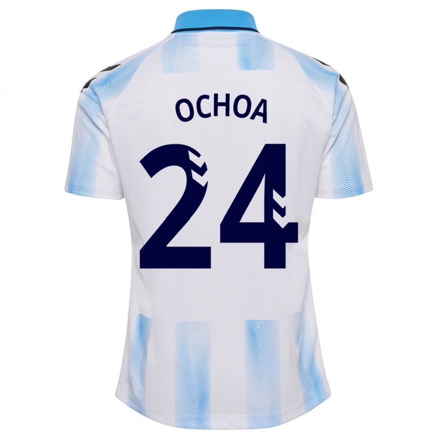 キッズフットボールアーロン・オチョア#24白青ホームシャツ2023/24ジャージーユニフォーム