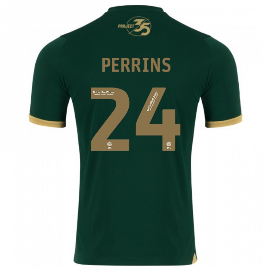 キッズフットボールグレース・ペリンズ#24緑ホームシャツ2023/24ジャージーユニフォーム