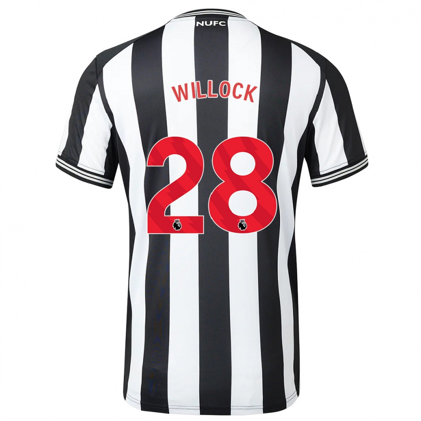 キッズフットボールジョー・ウィロック#28黒、白ホームシャツ2023/24ジャージーユニフォーム