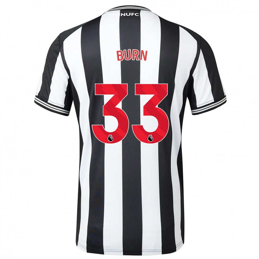 キッズフットボールダン・バーン#33黒、白ホームシャツ2023/24ジャージーユニフォーム