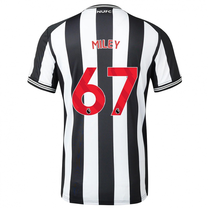 キッズフットボールルイス・マイリー#67黒、白ホームシャツ2023/24ジャージーユニフォーム