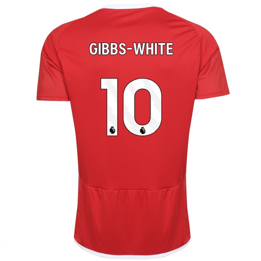キッズフットボールモーガン・ギブス＝ホワイト#10赤ホームシャツ2023/24ジャージーユニフォーム