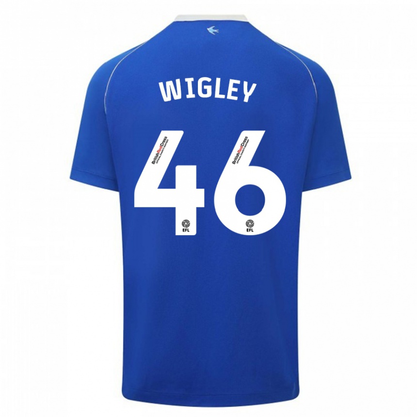 キッズフットボールモーガン・ウィグリー#46青ホームシャツ2023/24ジャージーユニフォーム