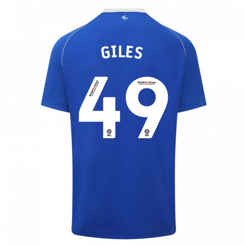 キッズフットボールルイー・ジャイルズ #49青ホームシャツ2023/24ジャージーユニフォーム