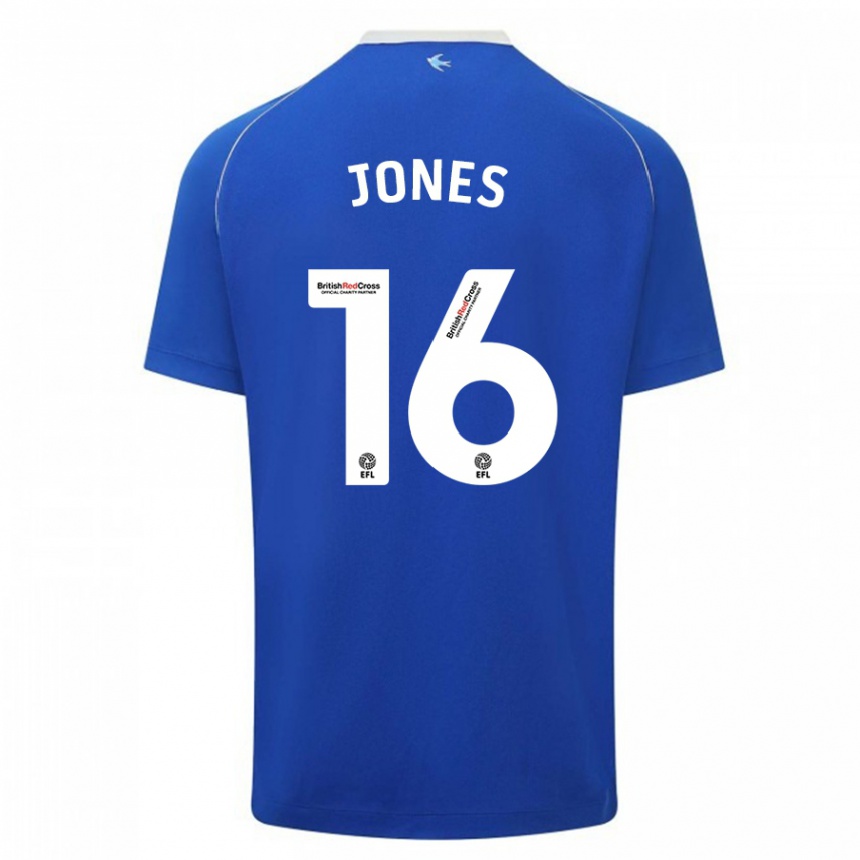 キッズフットボールエリー・ジョーンズ#16青ホームシャツ2023/24ジャージーユニフォーム
