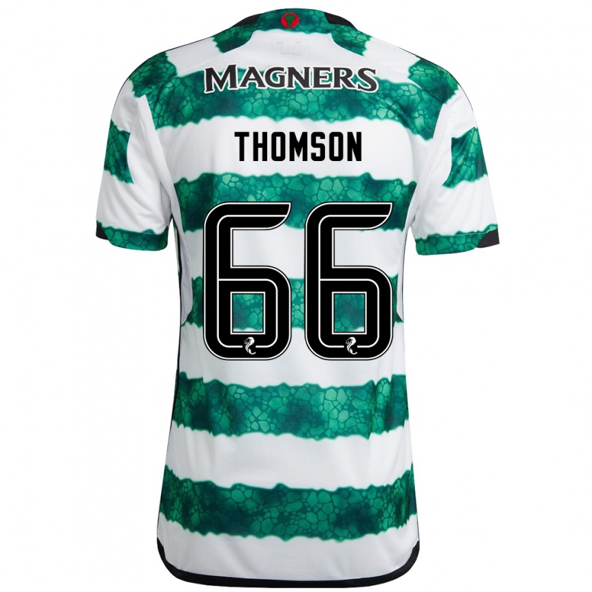 キッズフットボールコーリー・トムソン#66緑ホームシャツ2023/24ジャージーユニフォーム
