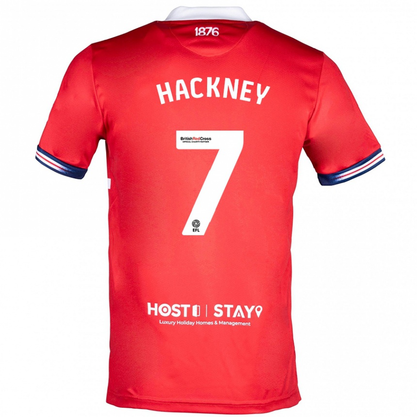 キッズフットボールヘイデン・ハックニー#7赤ホームシャツ2023/24ジャージーユニフォーム
