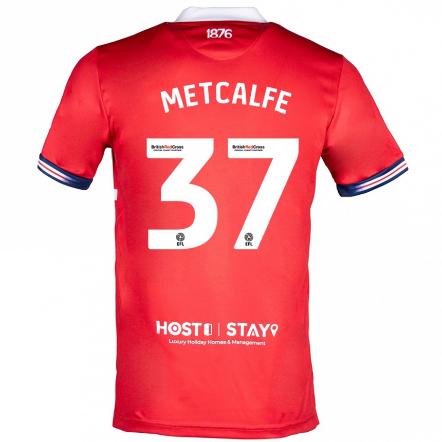 キッズフットボールマックス・メトカーフ#37赤ホームシャツ2023/24ジャージーユニフォーム
