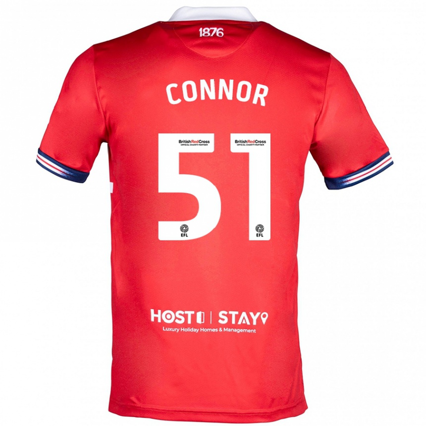 キッズフットボールシェー・コナー#51赤ホームシャツ2023/24ジャージーユニフォーム