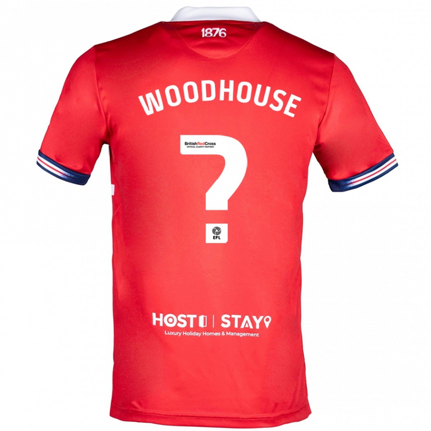 キッズフットボールマッカートニー・ウッドハウス#0赤ホームシャツ2023/24ジャージーユニフォーム