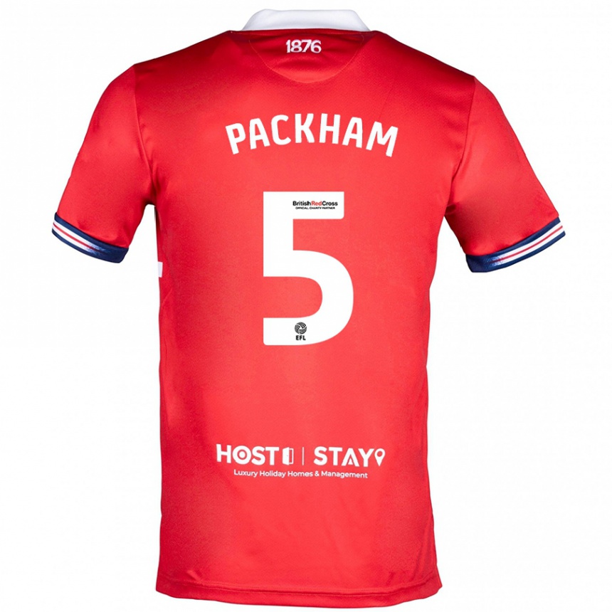 キッズフットボールエレン・パッカム#5赤ホームシャツ2023/24ジャージーユニフォーム