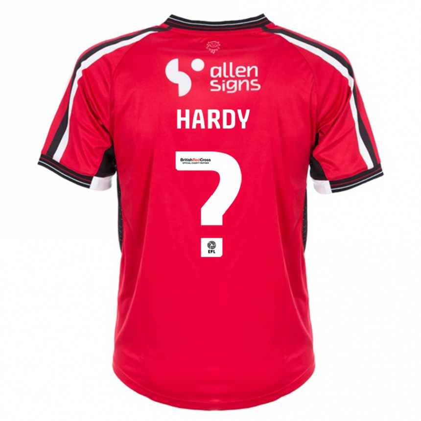 キッズフットボールリア・ハーディ#0赤ホームシャツ2023/24ジャージーユニフォーム