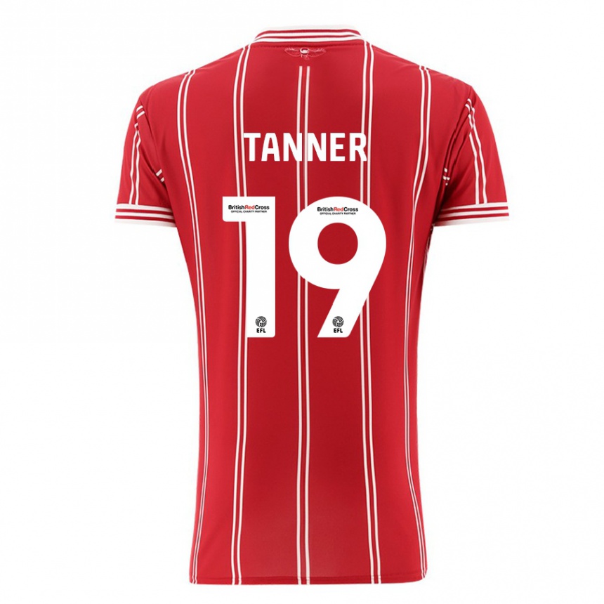 キッズフットボールジョージ・タナー#19赤ホームシャツ2023/24ジャージーユニフォーム