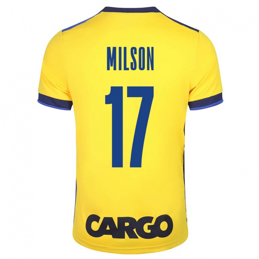 キッズフットボールフェリシオ・ミルソン#17イエローホームシャツ2023/24ジャージーユニフォーム