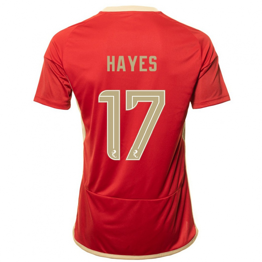 キッズフットボールジョニー・ヘイズ#17赤ホームシャツ2023/24ジャージーユニフォーム