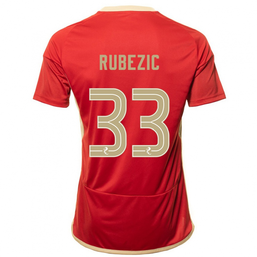 キッズフットボールスロボダン・ルベジッチ#33赤ホームシャツ2023/24ジャージーユニフォーム