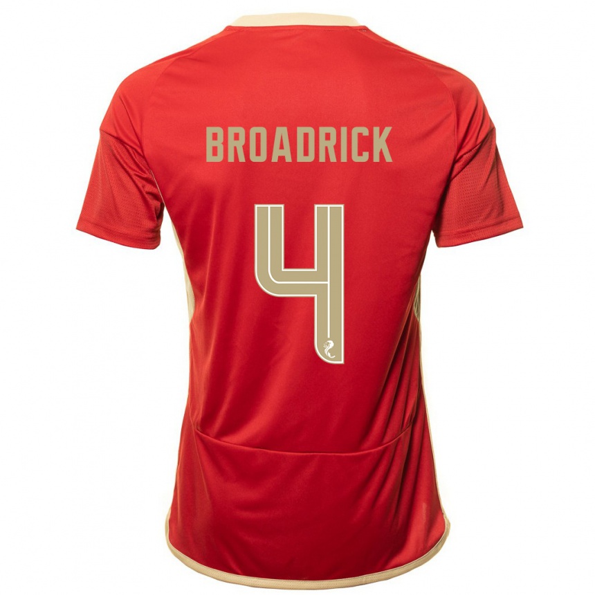 キッズフットボールジェシカ・ブロードリック#4赤ホームシャツ2023/24ジャージーユニフォーム