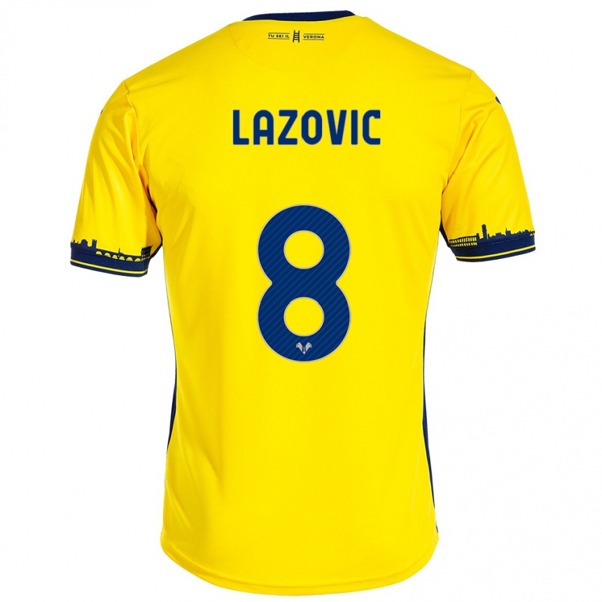 キッズフットボールダルコ・ラゾヴィッチ#8イエローアウェイシャツ2023/24ジャージーユニフォーム