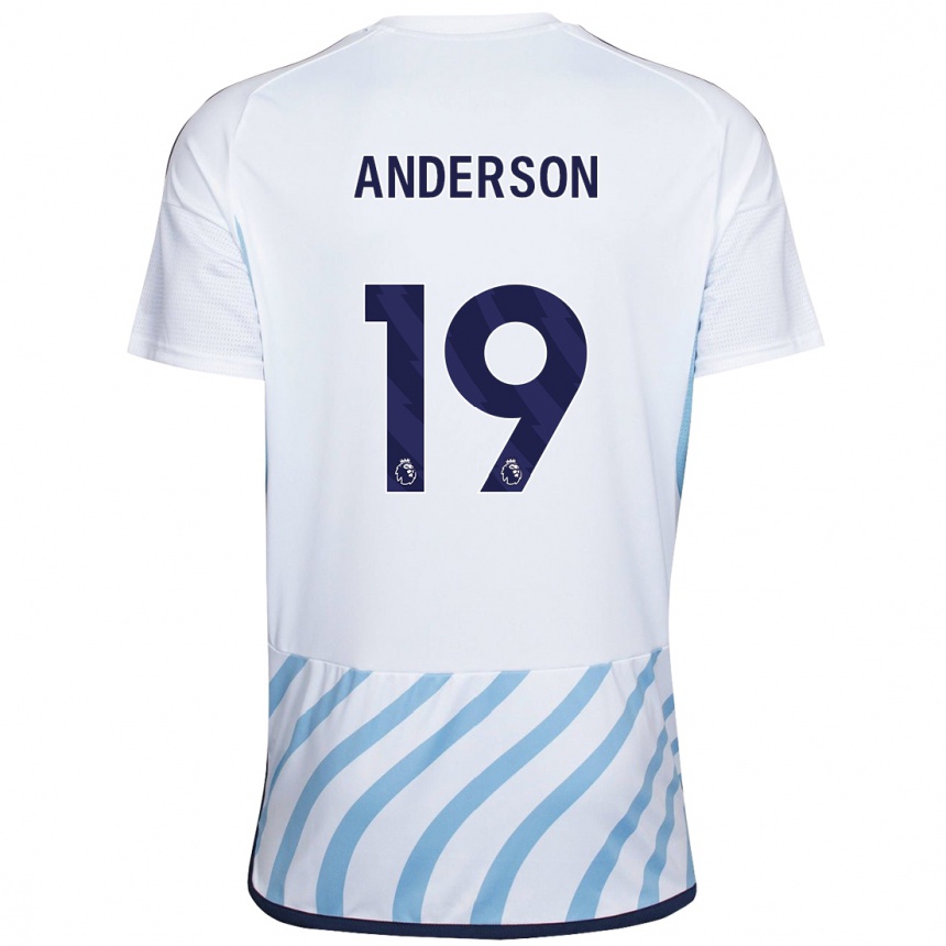 キッズフットボールベッキー・アンダーソン#19白青アウェイシャツ2023/24ジャージーユニフォーム