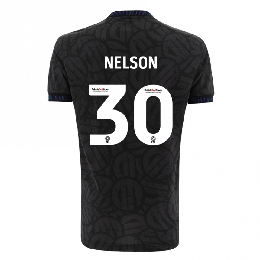 キッズフットボールレイクウォン・ネルソン#30黒アウェイシャツ2023/24ジャージーユニフォーム