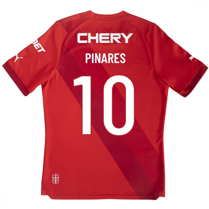 キッズフットボールセサル・ピナレス #10赤アウェイシャツ2023/24ジャージーユニフォーム