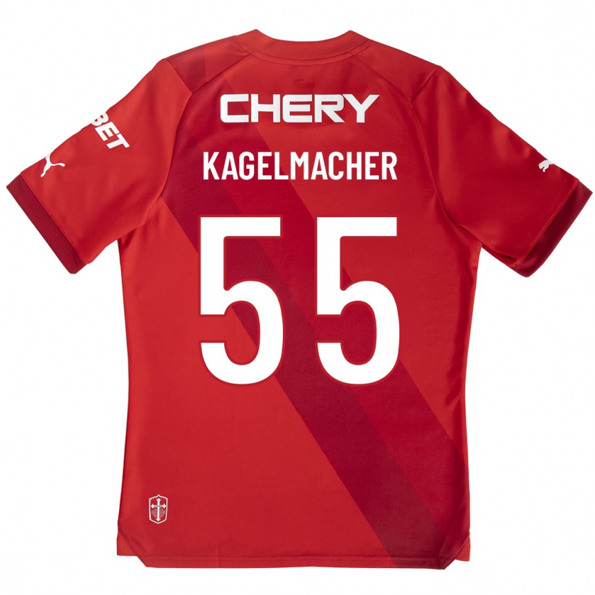 キッズフットボールガリー・カヘルマチェル#55赤アウェイシャツ2023/24ジャージーユニフォーム
