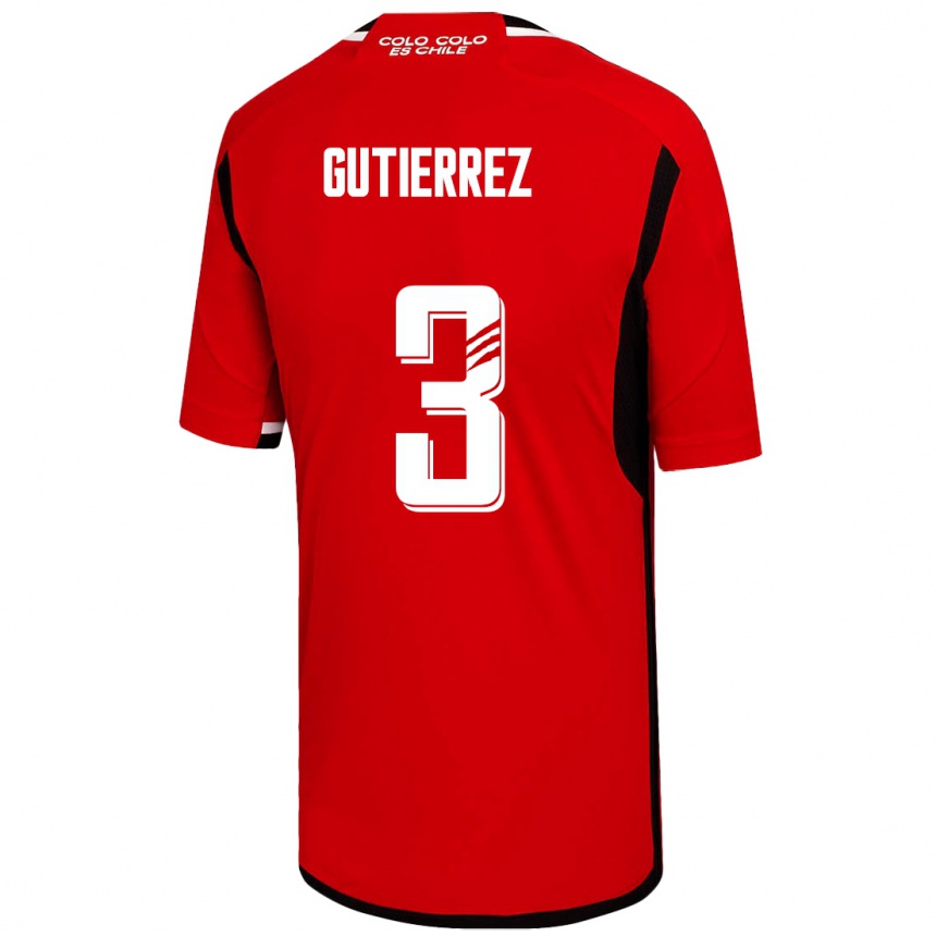 キッズフットボールダニエル・グティエレス#3赤アウェイシャツ2023/24ジャージーユニフォーム