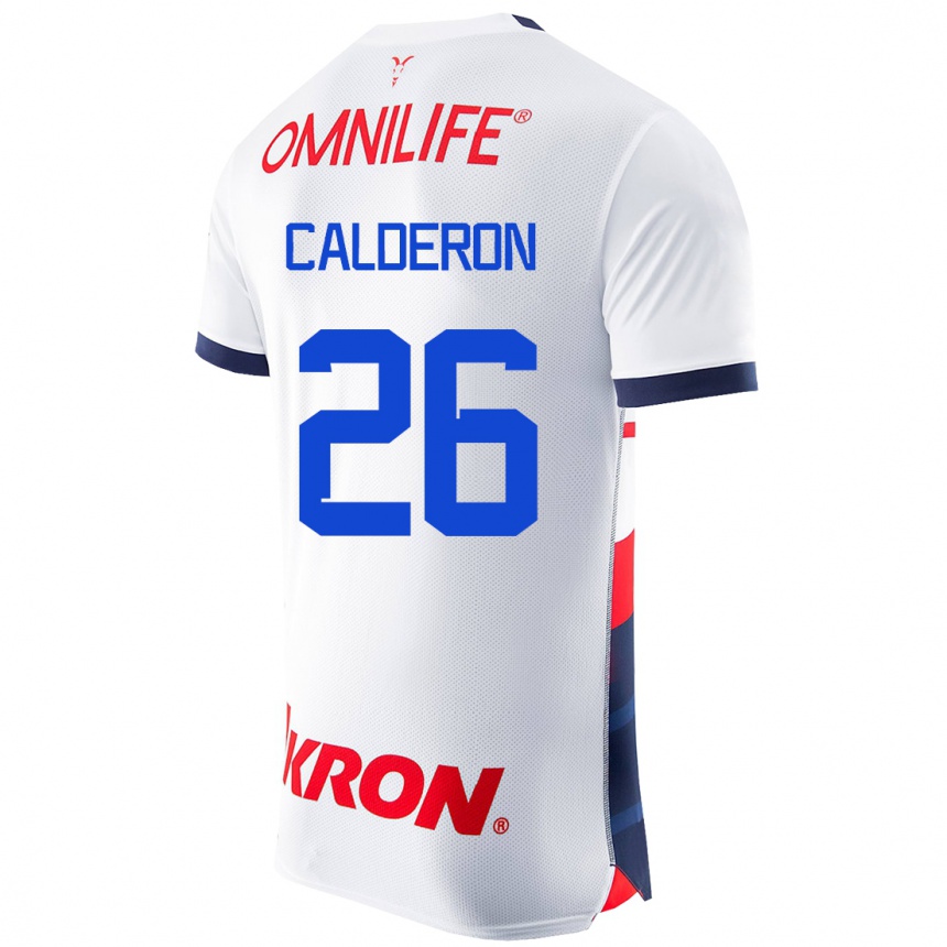 キッズフットボールクリスティアン・カルデロン#26白アウェイシャツ2023/24ジャージーユニフォーム