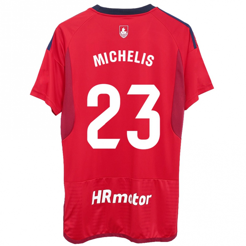 メンズフットボールニコラオス・ミケリス#23赤ホームシャツ2023/24ジャージーユニフォーム