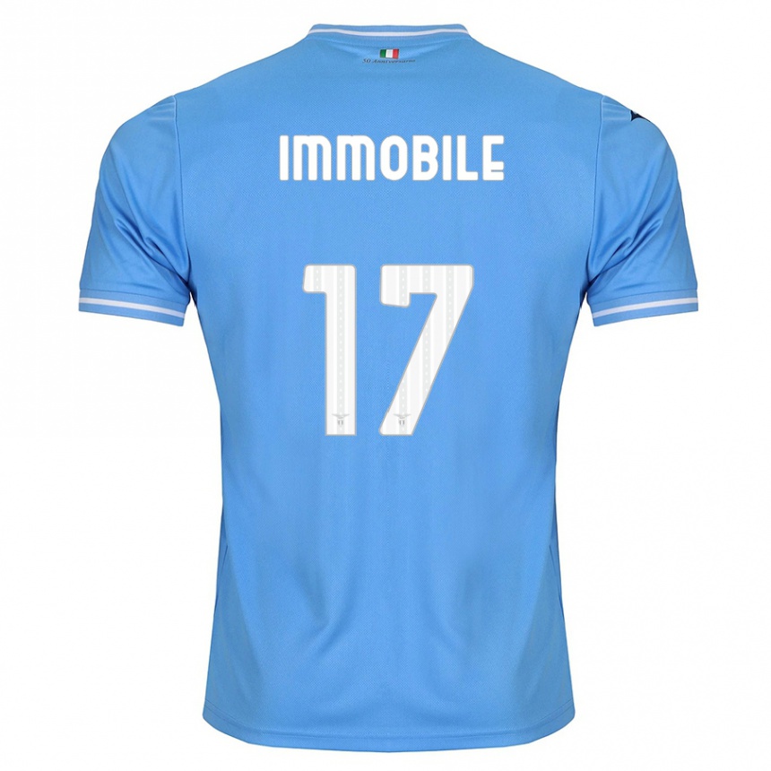 メンズフットボールチーロ・インモービレ#17青ホームシャツ2023/24ジャージーユニフォーム