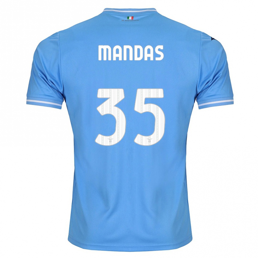 メンズフットボールクリストス・マンダス#35青ホームシャツ2023/24ジャージーユニフォーム