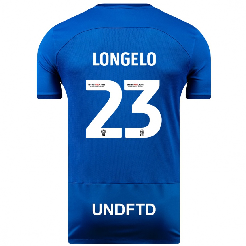 メンズフットボールエマニュエル・ロンジェロ#23青ホームシャツ2023/24ジャージーユニフォーム