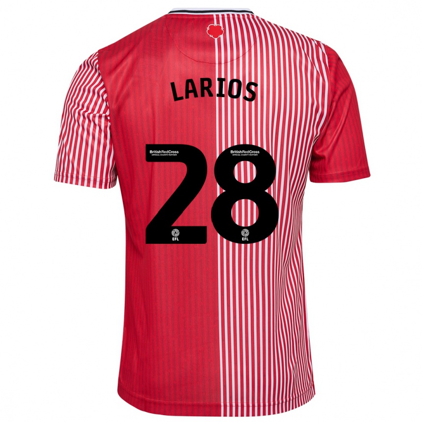 メンズフットボールフアン・ラリオス#28赤ホームシャツ2023/24ジャージーユニフォーム