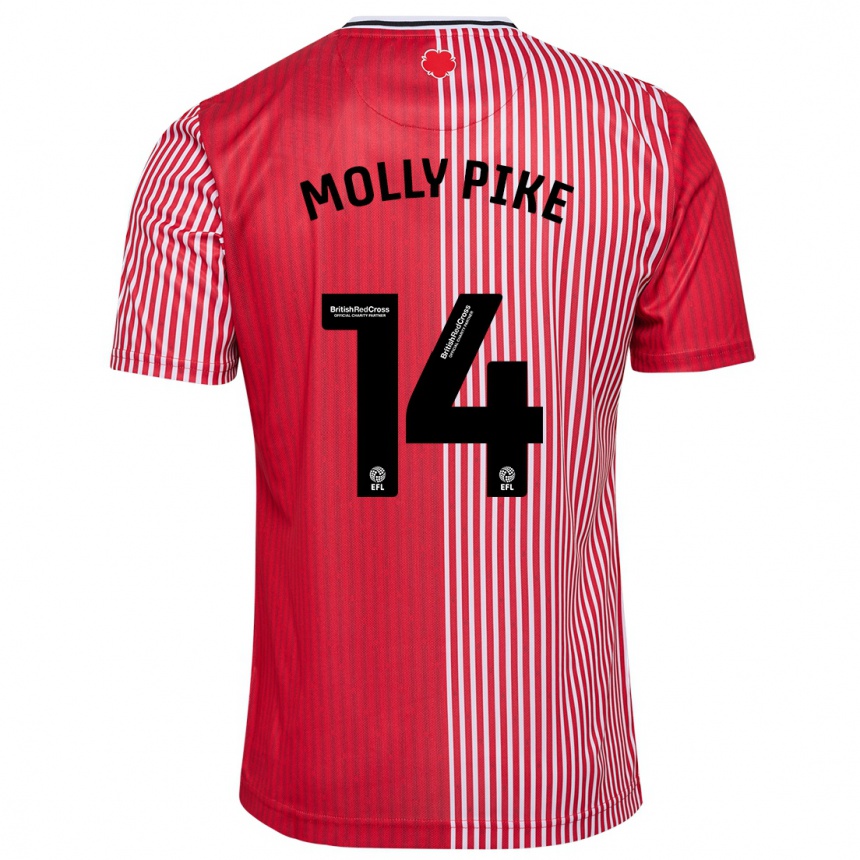 メンズフットボールモリー・パイク#14赤ホームシャツ2023/24ジャージーユニフォーム