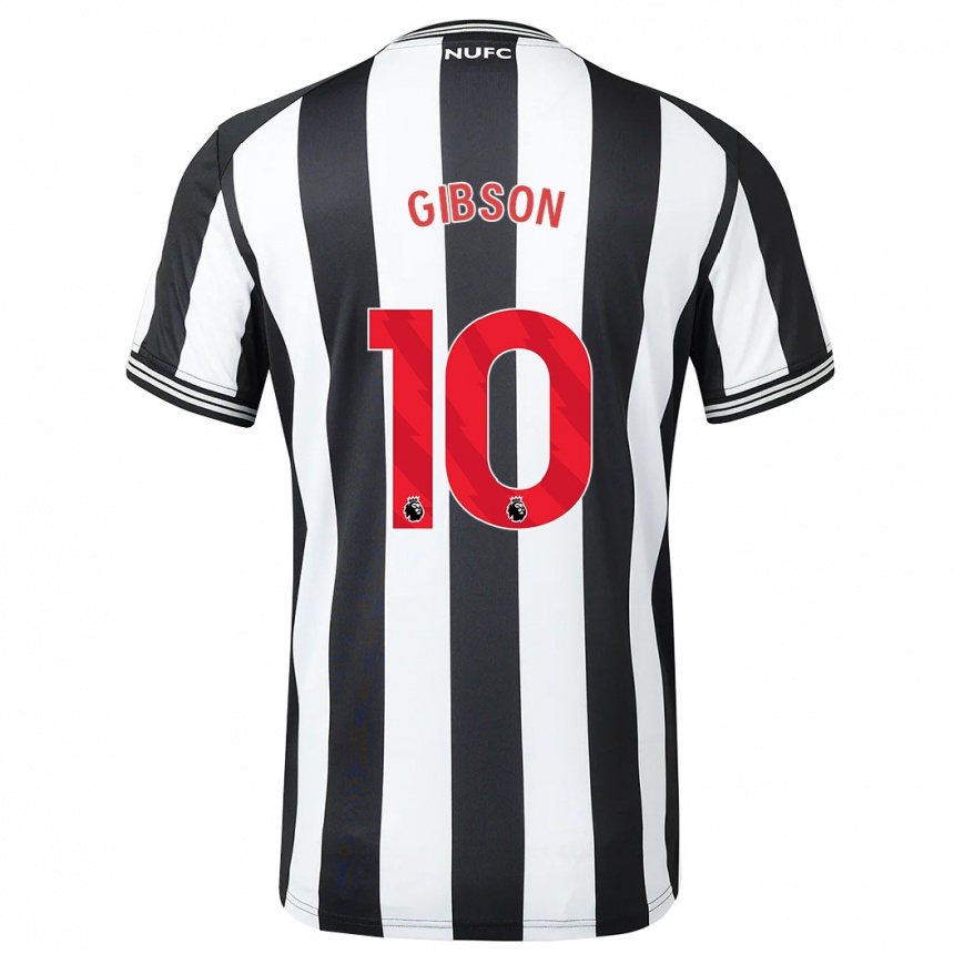 メンズフットボールジョージア・ギブソン#10黒、白ホームシャツ2023/24ジャージーユニフォーム