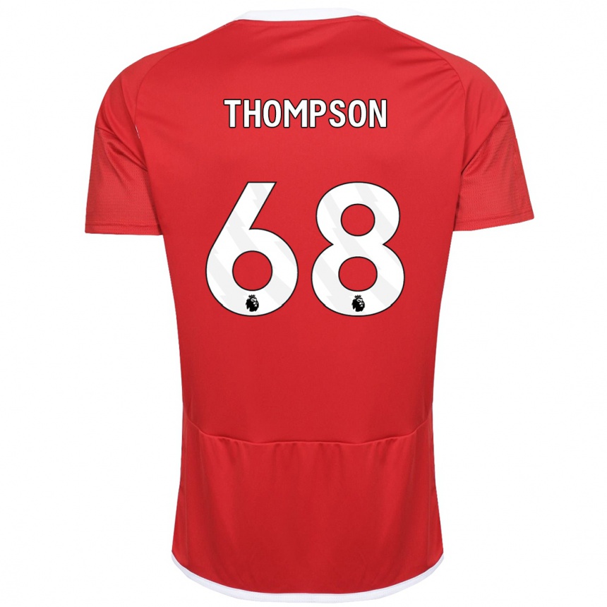 メンズフットボールジョエル・トンプソン#68赤ホームシャツ2023/24ジャージーユニフォーム