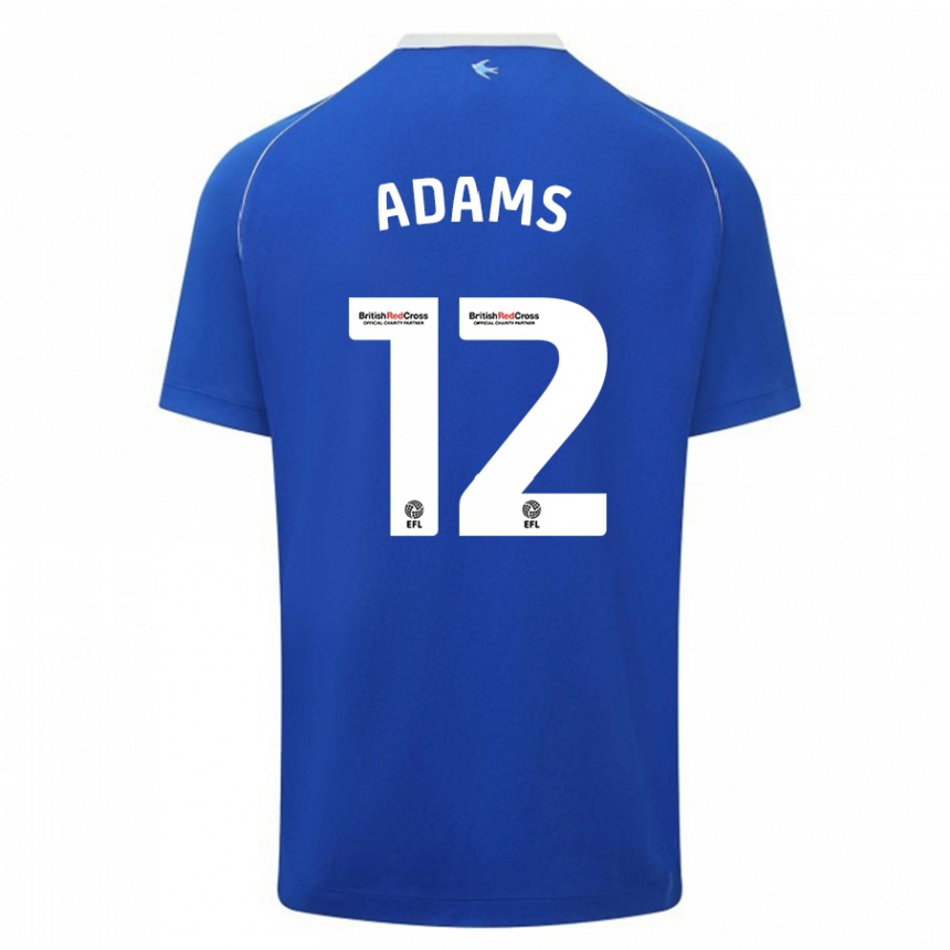 メンズフットボールケリー・アダムス#12青ホームシャツ2023/24ジャージーユニフォーム