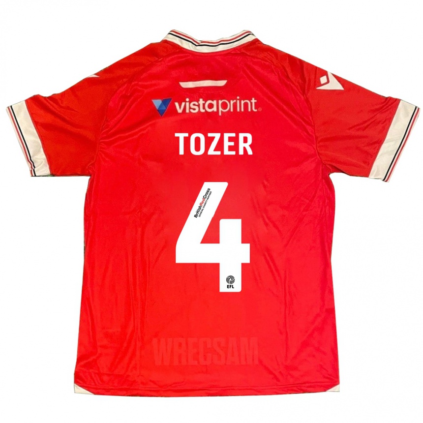 メンズフットボールベン・トーザー#4赤ホームシャツ2023/24ジャージーユニフォーム