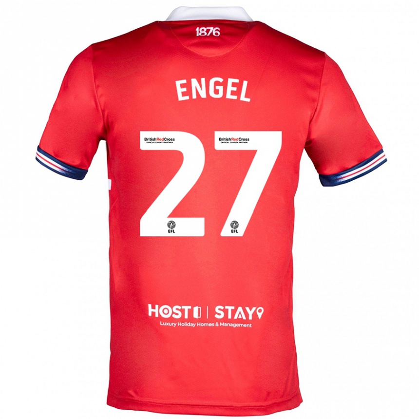 メンズフットボールルーカス・エンゲル#27赤ホームシャツ2023/24ジャージーユニフォーム