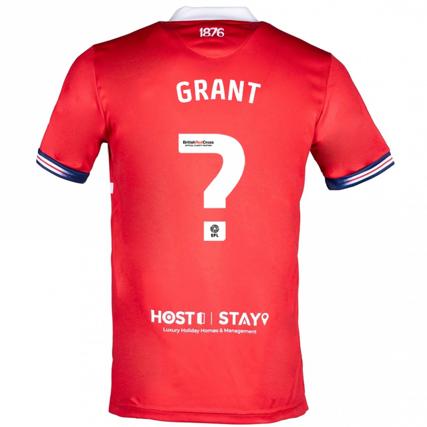 メンズフットボールジョージ・グラント#0赤ホームシャツ2023/24ジャージーユニフォーム