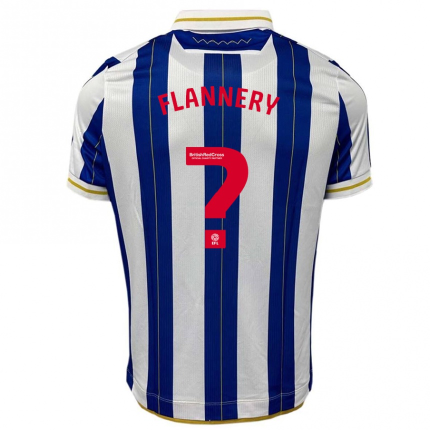 メンズフットボールキアン・フランネリー#0ブルーホワイトホームシャツ 