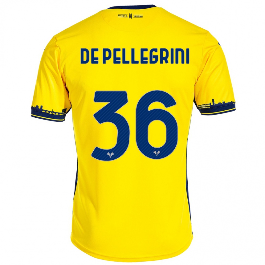メンズフットボールエリカ・デ・ペレグリーニ#36イエローアウェイシャツ2023/24ジャージーユニフォーム