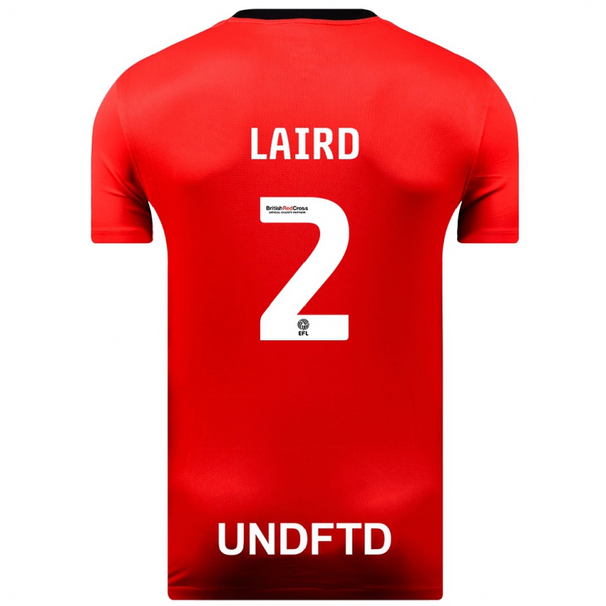 メンズフットボールイーサン・レアード#2赤アウェイシャツ2023/24ジャージーユニフォーム