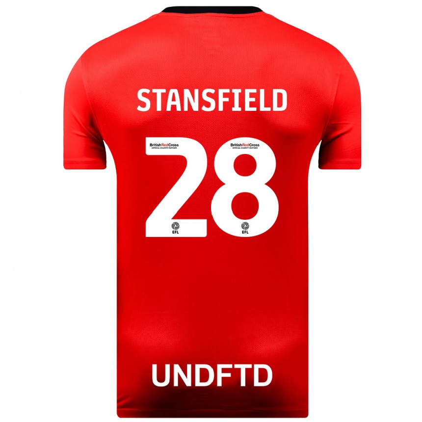 メンズフットボールジェイ・スタンスフィールド#28赤アウェイシャツ2023/24ジャージーユニフォーム