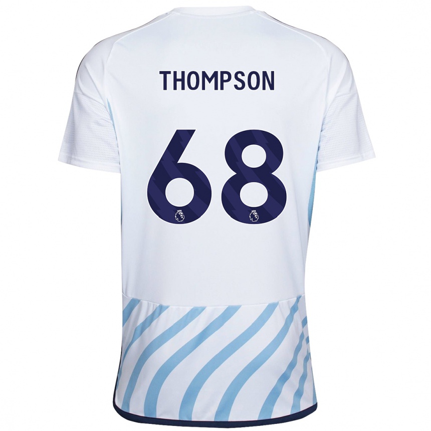 メンズフットボールジャック・トンプソン#68白青アウェイシャツ2023/24ジャージーユニフォーム