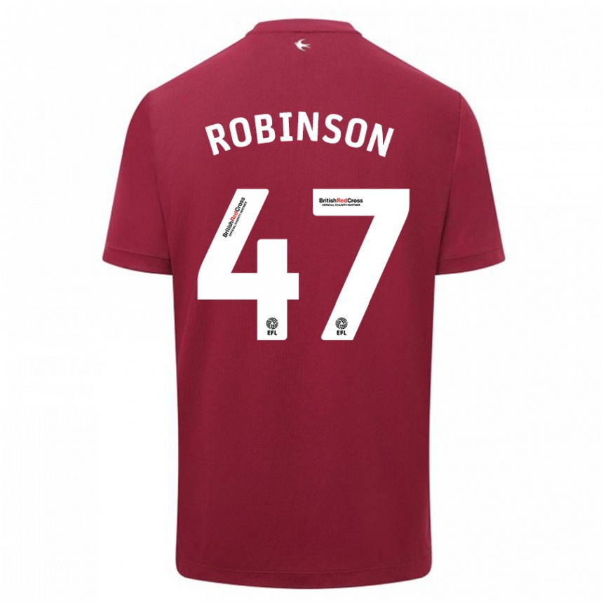 メンズフットボールカラム・ロビンソン#47赤アウェイシャツ2023/24ジャージーユニフォーム
