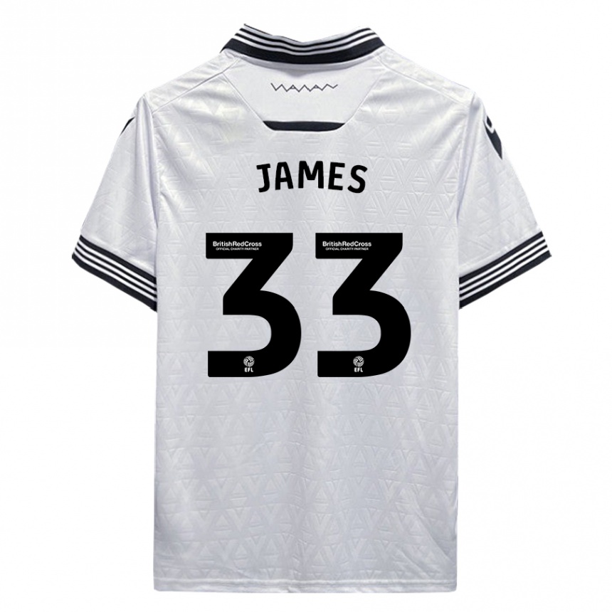 メンズフットボールリース・ジェイムズ#33白アウェイシャツ2023/24ジャージーユニフォーム
