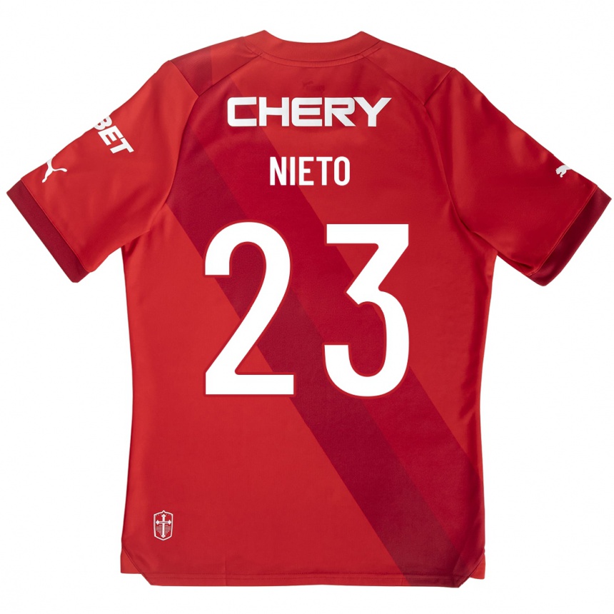 メンズフットボールバイロン・ニエト#23赤アウェイシャツ2023/24ジャージーユニフォーム